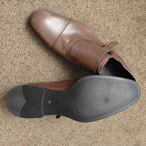 Donald J Pliner Men's Sergio-43 Brown Burnished Calf Monk Strap Shoes Size 15 M