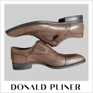 Donald J Pliner Men's Sergio-43 Brown Burnished Calf Monk Strap Shoes Size 15 M