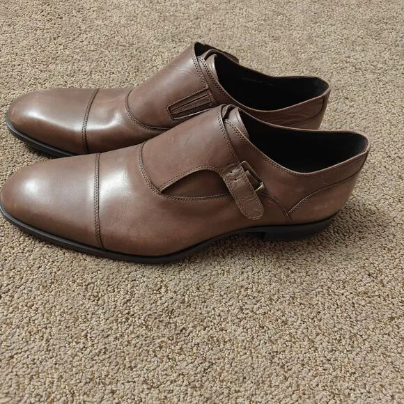 Donald J Pliner Men's Sergio-43 Brown Burnished Calf Monk Strap Shoes Size 15 M