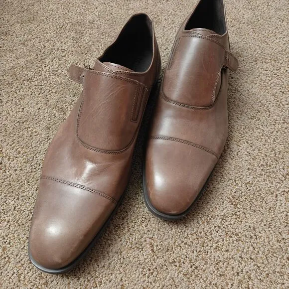 Donald J Pliner Men's Sergio-43 Brown Burnished Calf Monk Strap Shoes Size 15 M