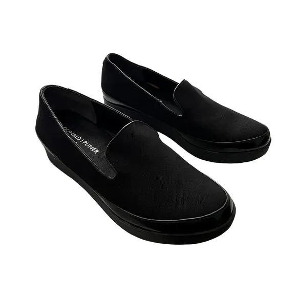 Donald J Pliner Womens Slip On Platform Loafer Shoes Black 5.5 M