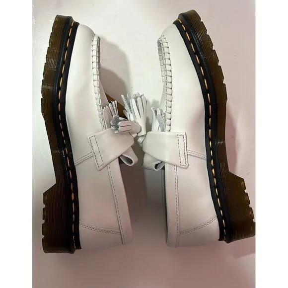 Dr Martens Adrian Tassel  Leather Loafers White Ladies US‎ Size 6 New