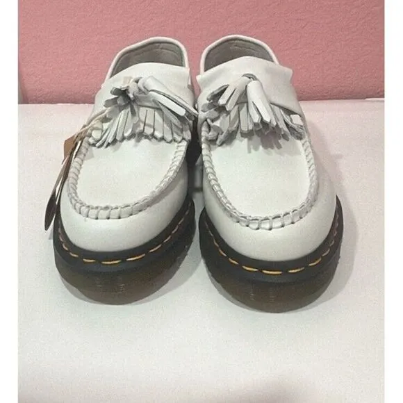 Dr Martens Adrian Tassel  Leather Loafers White Ladies US‎ Size 6 New