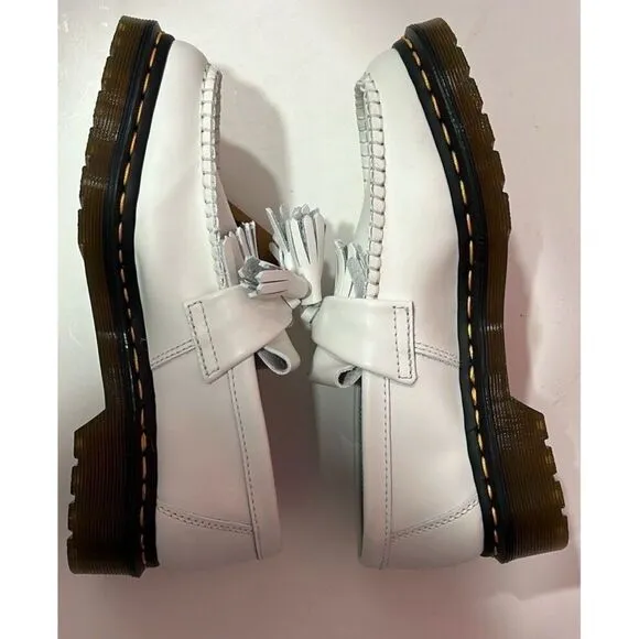 Dr Martens Adrian Tassel  Leather Loafers White Ladies US‎ Size 6 New