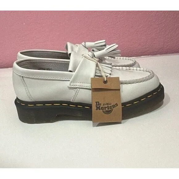 Dr Martens Adrian Tassel  Leather Loafers White Ladies US‎ Size 6 New