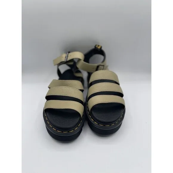 Dr. Martens Women Blaire 3 Strap Parchment Beige Sandal Shoes Sz EU 39/US 8