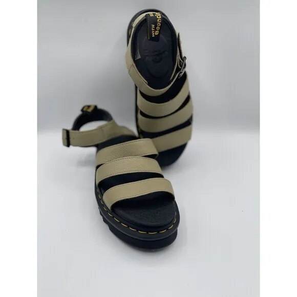 Dr. Martens Women Blaire 3 Strap Parchment Beige Sandal Shoes Sz EU 39/US 8