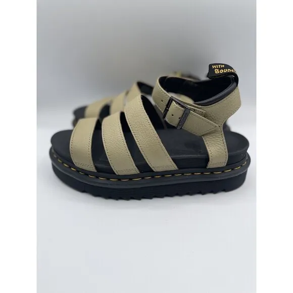 Dr. Martens Women Blaire 3 Strap Parchment Beige Sandal Shoes Sz EU 39/US 8