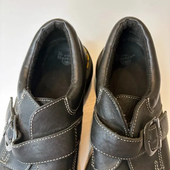 Dr. Martens Women's Monk Strap Black Leather Oxford Shoes Clogs US Size 9