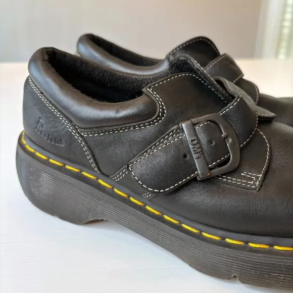 Dr. Martens Women's Monk Strap Black Leather Oxford Shoes Clogs US Size 9
