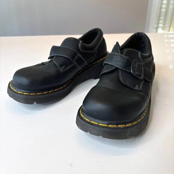 Dr. Martens Women's Monk Strap Black Leather Oxford Shoes Clogs US Size 9