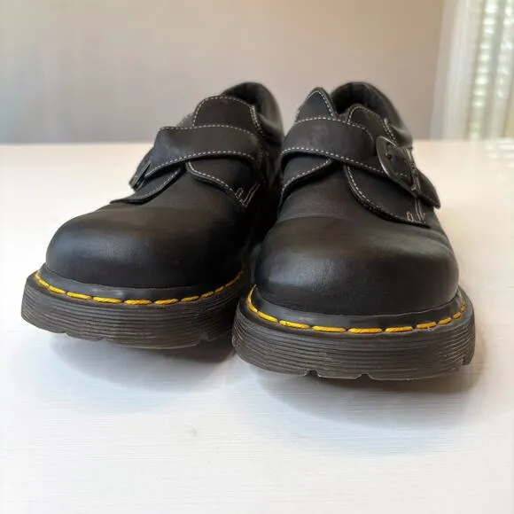 Dr. Martens Women's Monk Strap Black Leather Oxford Shoes Clogs US Size 9