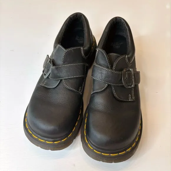 Dr. Martens Women's Monk Strap Black Leather Oxford Shoes Clogs US Size 9