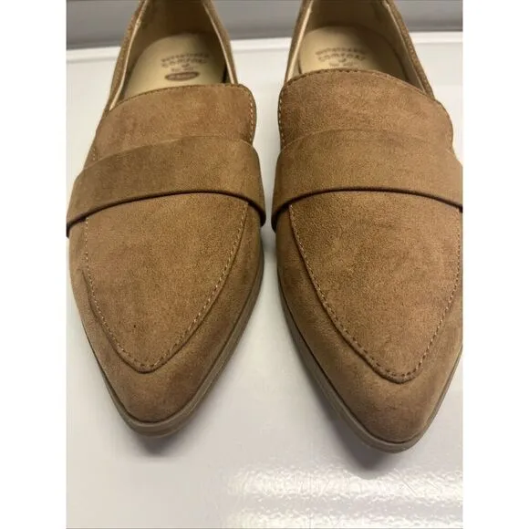 Dr Scholls 9M Emilia Pointed Toe Slip-On Tan Flat Loafer Comfort Shoes