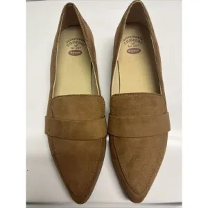 Dr Scholls 9M Emilia Pointed Toe Slip-On Tan Flat Loafer Comfort Shoes