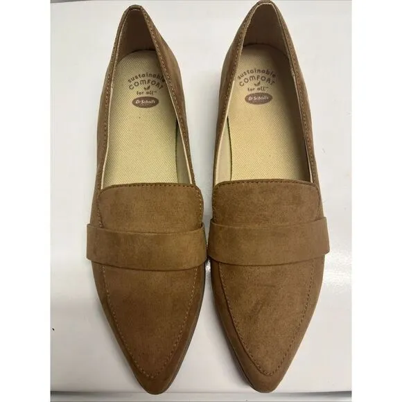 Dr Scholls 9M Emilia Pointed Toe Slip-On Tan Flat Loafer Comfort Shoes