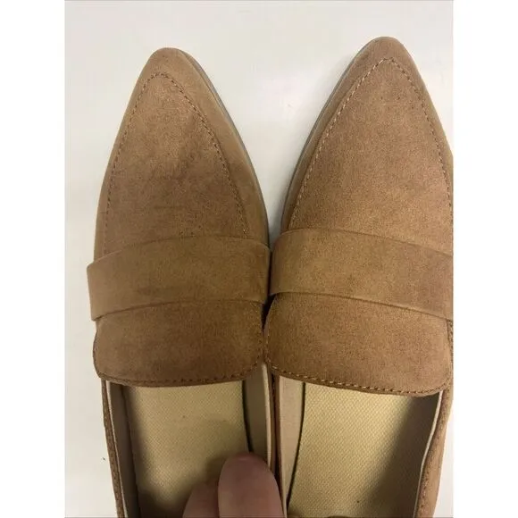 Dr Scholls 9M Emilia Pointed Toe Slip-On Tan Flat Loafer Comfort Shoes