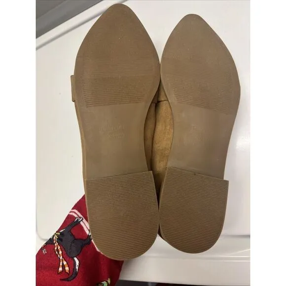 Dr Scholls 9M Emilia Pointed Toe Slip-On Tan Flat Loafer Comfort Shoes
