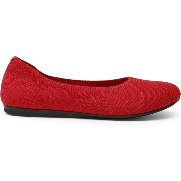 Dream Pairs Flat Shoes Women Red Knit Arch Support Casual Work Comfortable Shoes