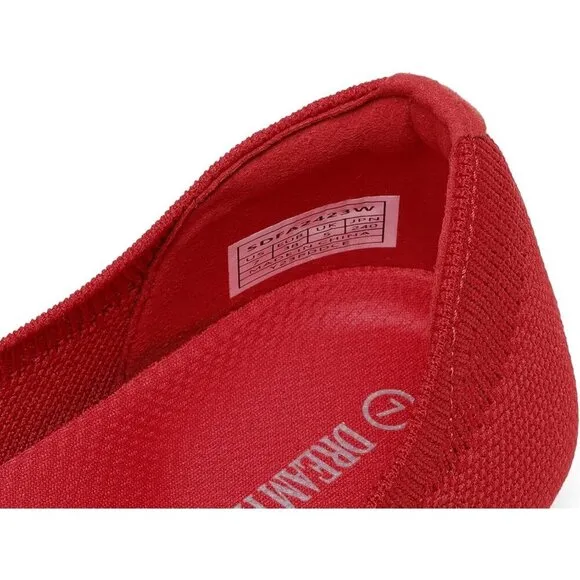 Dream Pairs Flat Shoes Women Red Knit Arch Support Casual Work Comfortable Shoes