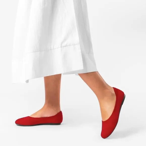 Dream Pairs Flat Shoes Women Red Knit Arch Support Casual Work Comfortable Shoes