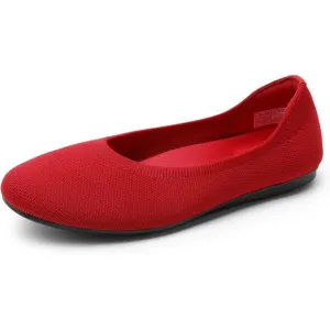 Dream Pairs Flat Shoes Women Red Knit Arch Support Casual Work Comfortable Shoes