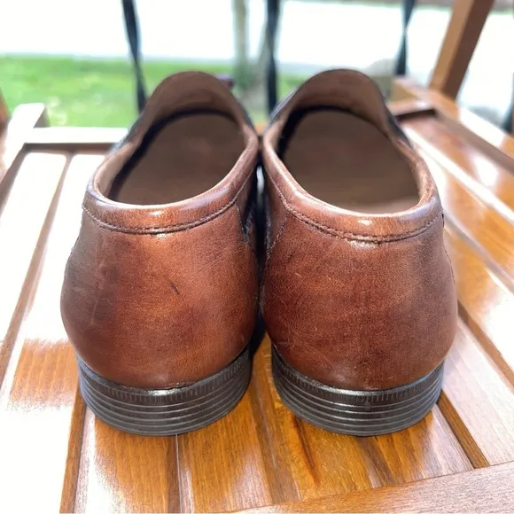 EARTH DALE BROWN LEATHER TASSELED LOAFERS SLIP ONS SHOES MOCS US MENS SZ 8.5D