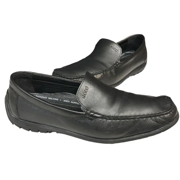 ECCO Black Slip On Driving Racing Loafers Casual Comfort Shoes US 11.5 EU 46 VGC