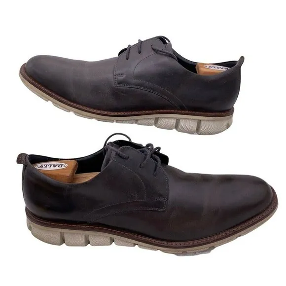 Ecco Shoes Men's 12-12.5 EU 46 Brown Leather Comfort Lace Up Loafer