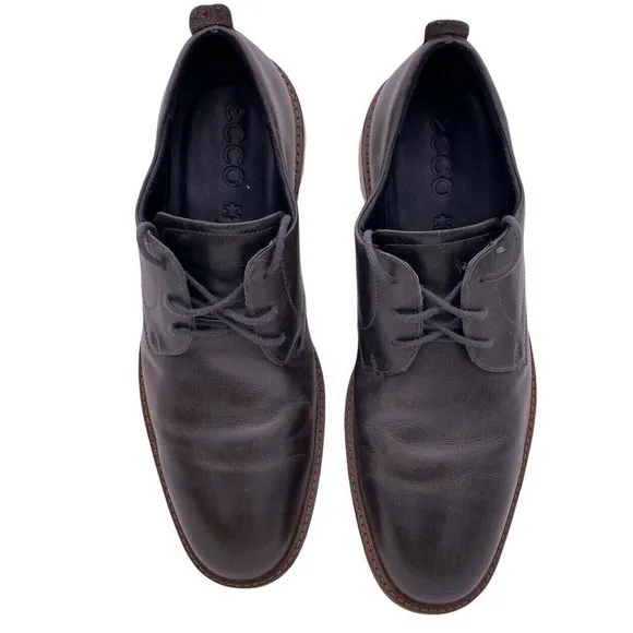Ecco Shoes Men's 12-12.5 EU 46 Brown Leather Comfort Lace Up Loafer