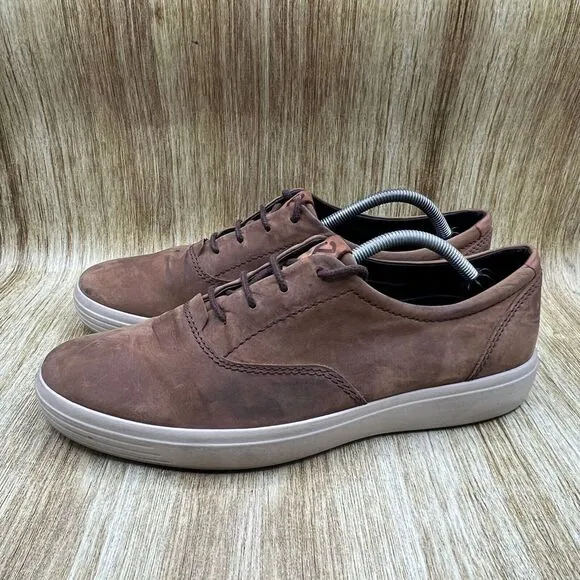Ecco‎ Soft 7 Men's EU 45 US 11 Comfort Lace Up Brown White Sneakers Casual Shoes