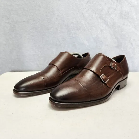 Ecco Vitrus Shoes Mens 10 Extra Width Loafer Brown Leather Mondial Monk Strap