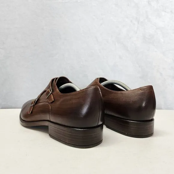 Ecco Vitrus Shoes Mens 10 Extra Width Loafer Brown Leather Mondial Monk Strap