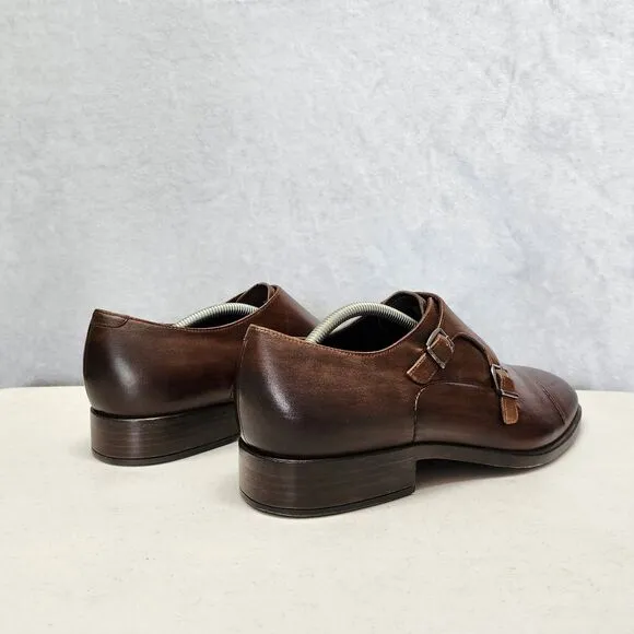 Ecco Vitrus Shoes Mens 10 Extra Width Loafer Brown Leather Mondial Monk Strap