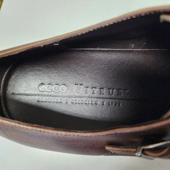 Ecco Vitrus Shoes Mens 10 Extra Width Loafer Brown Leather Mondial Monk Strap