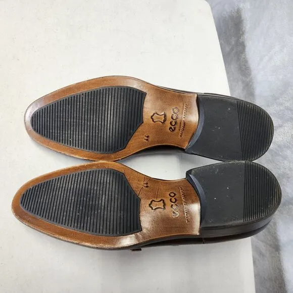 Ecco Vitrus Shoes Mens 10 Extra Width Loafer Brown Leather Mondial Monk Strap