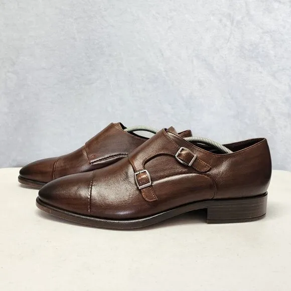 Ecco Vitrus Shoes Mens 10 Extra Width Loafer Brown Leather Mondial Monk Strap