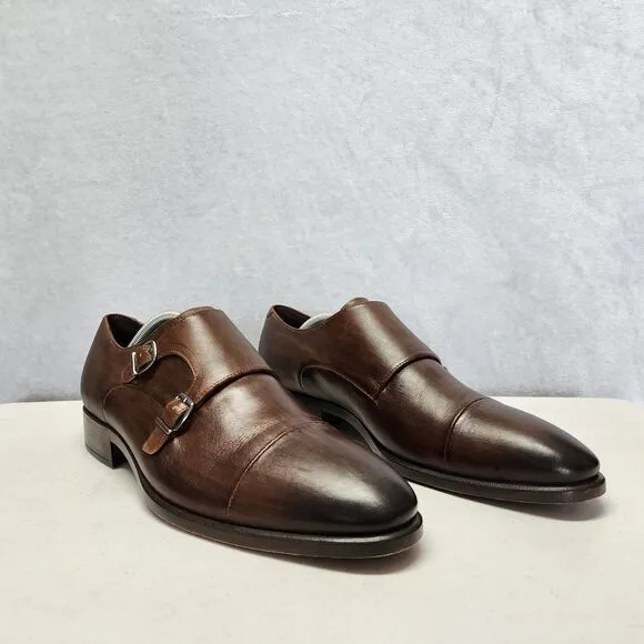 Ecco Vitrus Shoes Mens 10 Extra Width Loafer Brown Leather Mondial Monk Strap