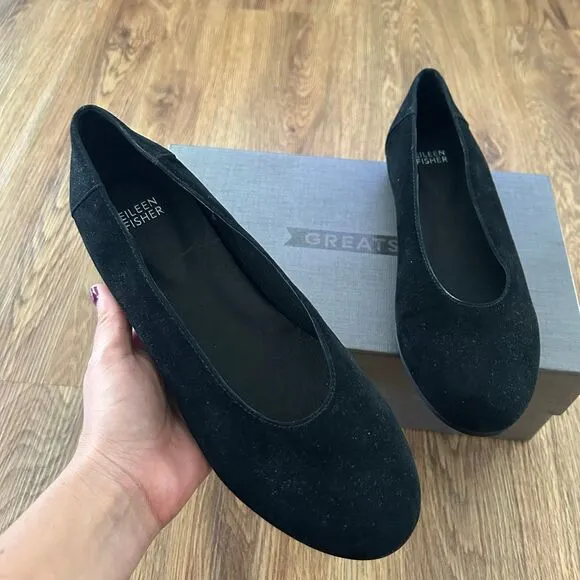 EILEEN FISHER black flats slip on shoes women’s 8 new