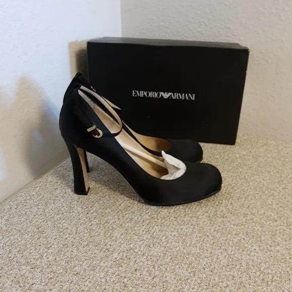 Emporio Armani Black Satin Shoes