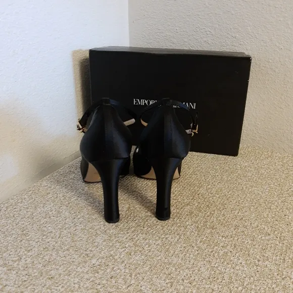 Emporio Armani Black Satin Shoes