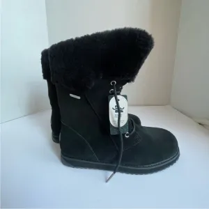 Emu Australia Shearling Waterproof Black Tall Warm Winter Boots Size 9