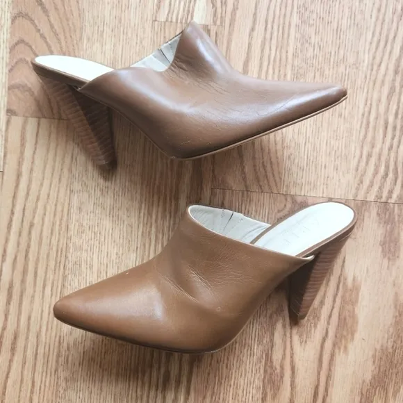 EUC ABLE Brown Cognac Leather Mules, Size 9