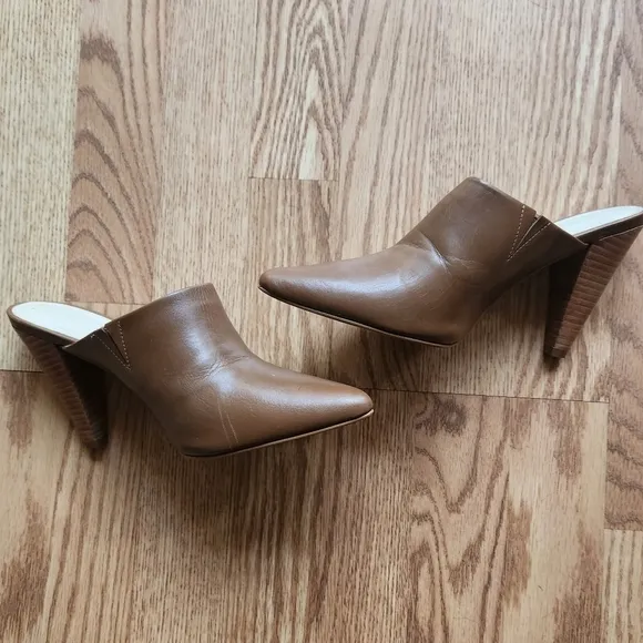 EUC ABLE Brown Cognac Leather Mules, Size 9