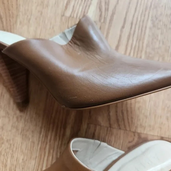 EUC ABLE Brown Cognac Leather Mules, Size 9