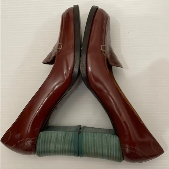 FENDI BROWN LEATHER BLOCK HEEL LOAFER PUMPS MADE IN ITALY WOMENS SIZE 38