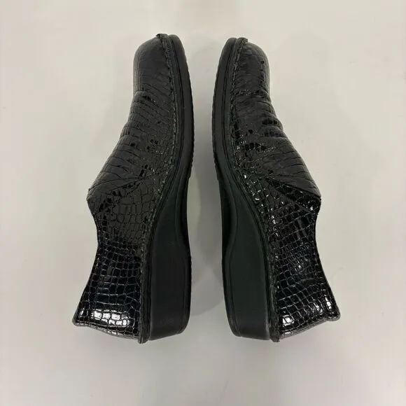 Finn Comfort Black Alligator Slip On Shoes Size US 8