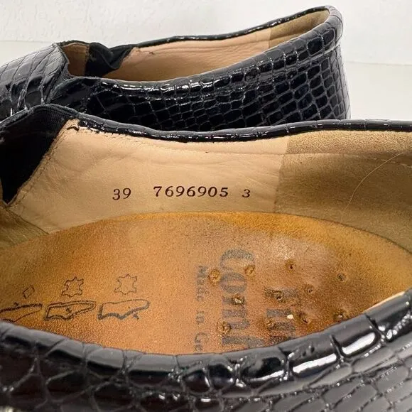 Finn Comfort Black Alligator Slip On Shoes Size US 8