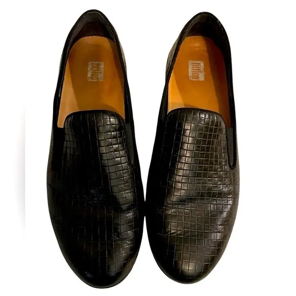 Fitflop black leather loafer womens size 8‎