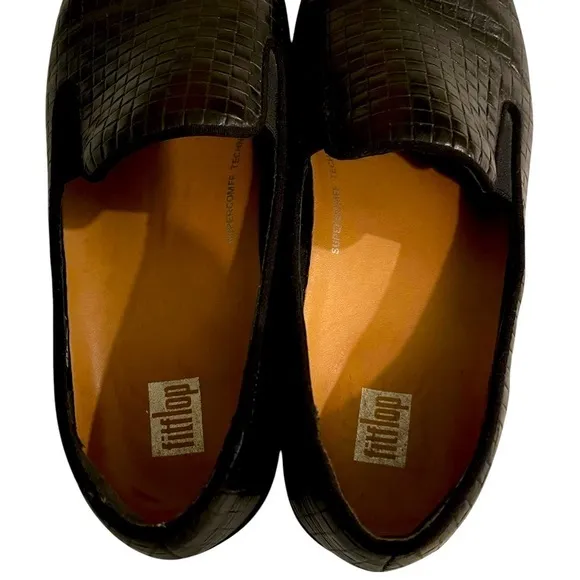 Fitflop black leather loafer womens size 8‎